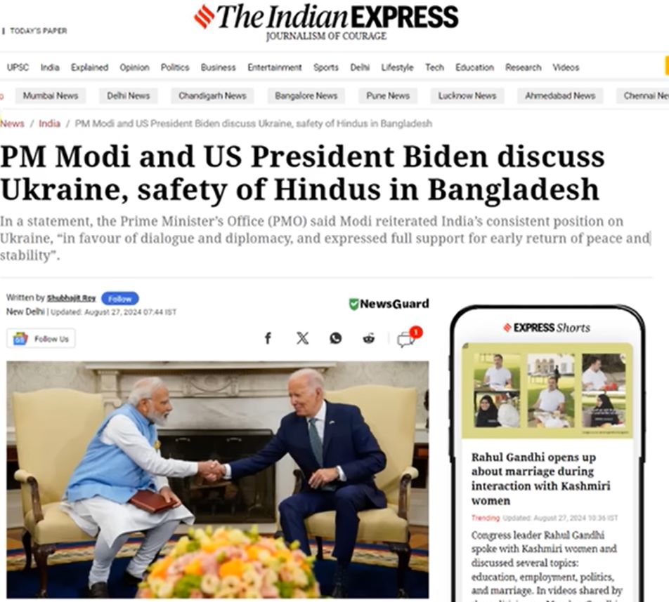 Biden discuss Safety of Hindus